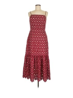 La Maison Talulah Women's Burgundy Floral Eyelet Midi Dress
